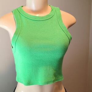 Princess Polly Kelly Green Cropped Ribbed Tank Top Women's Size XS